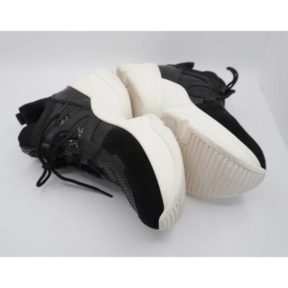 Michael Kors Olympia Trainer Black‎ Snake Embossed Platform Sneakers 11 36-16